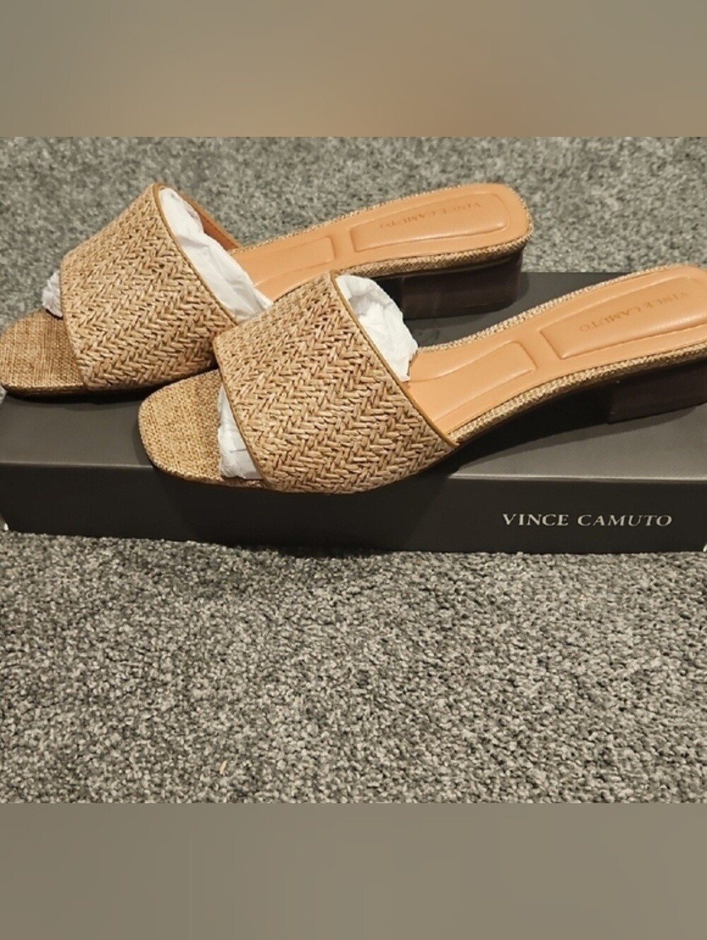 Vince Camuto Natural Woven Slide Mules